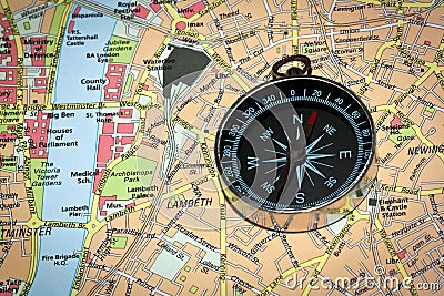 Compass on Map