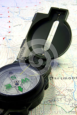Compass on map