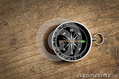 Compass on a wood table
