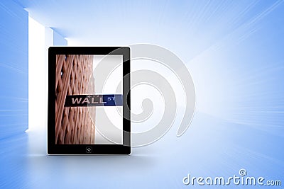 Composite image of wall street on tablet screen