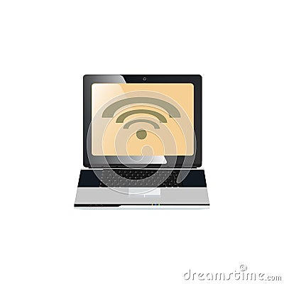 Computer Laptop With Wifi Sign For Online Communication Concept Isolate