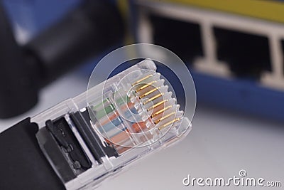 Computer network cable jsck closeup