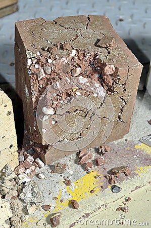 Concrete block with ceramic powder destroyed