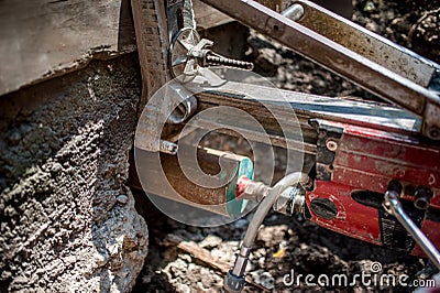 Concrete core drilling on construction site