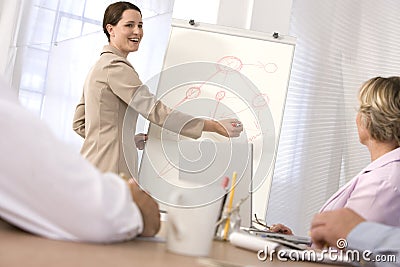 Confident business woman giving presentation.