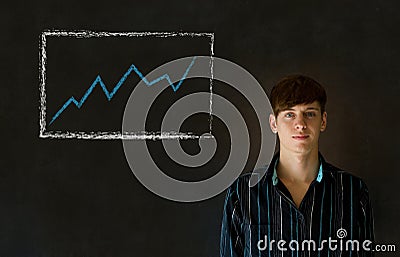 Confident man or teacher against a blackboard background