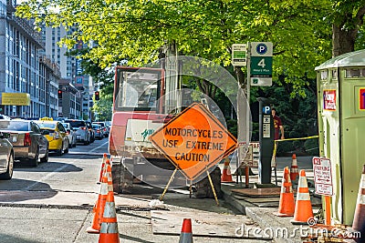 Construction causing traffic jam