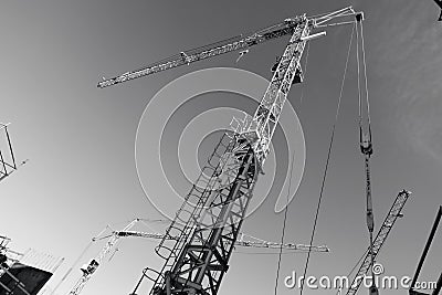 Construction -cranes inside building-site