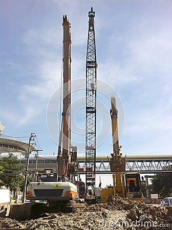 Construction equipment at construction site