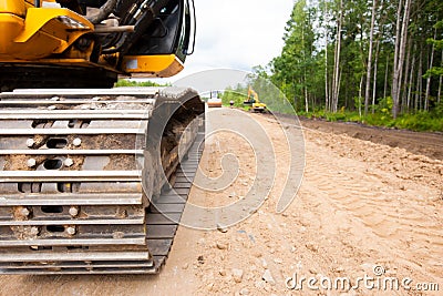 Construction equipment during road works