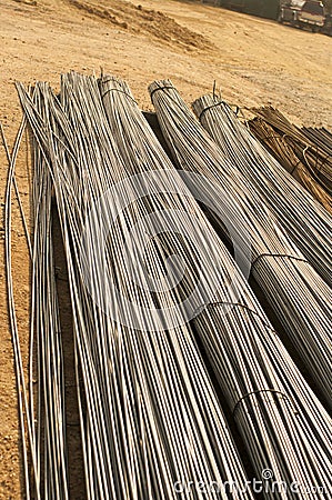 Construction metal rods laying on site