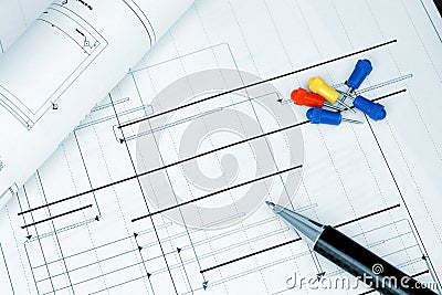 Construction project planning blueprint