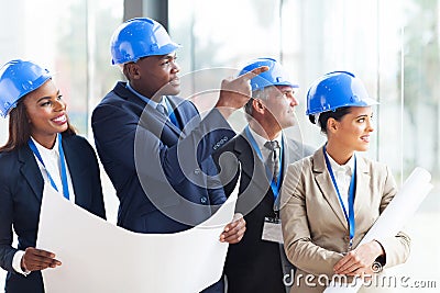 Construction team discussing