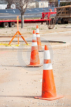 Construction work area with heavy equipment