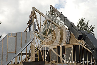 Construction workers and crane 1