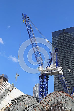 Construction of the World Trade Center Transportation Hub by Santiago Calatrava continues in Manhattan