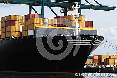 Container ship closeup