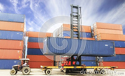 Containers at the Docks with Truck