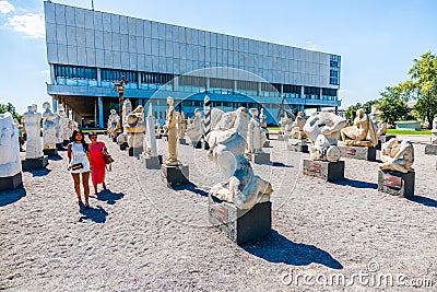 Contemporary art sculptures in Museon park of Moscow