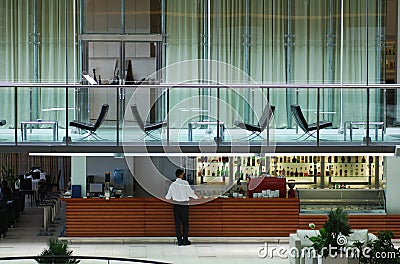 Contemporary hotel bar and lobby