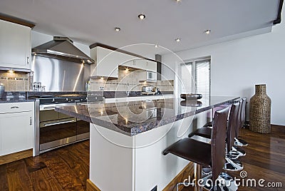Contemporary kitchen with a breakfast bar