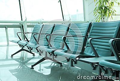 Contemporary lounge with seats in the airport