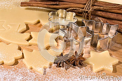 Wooden Spoon With Flour And Cookie Cutter S