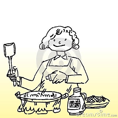 Cartoon Woman Cooking Food Royalty Free Stock Photo - Image: 6308945
