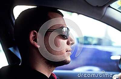 Cool driver with sunglasses