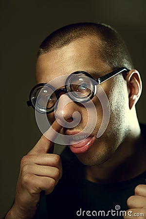 Cool nerd in glasses