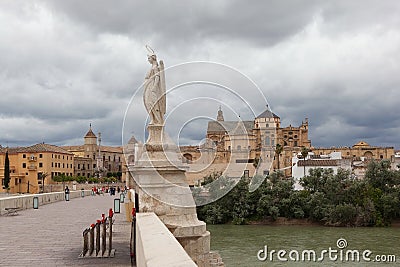 Cordova. Roman statue on the bridge Raphael.