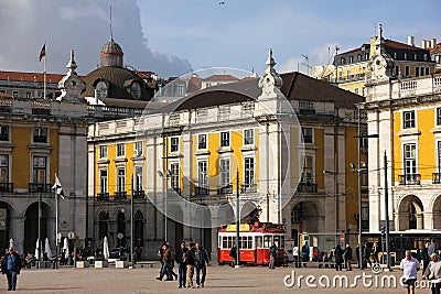 A corner in Commerce Square. Lisbon. Portugal