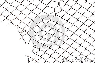 Corner hole in the mesh wire fence
