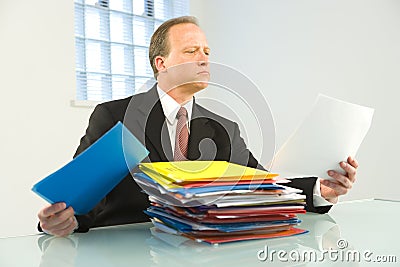 Corporate employee with files