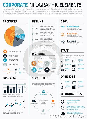 Corporate business infographic cv elements template vector.