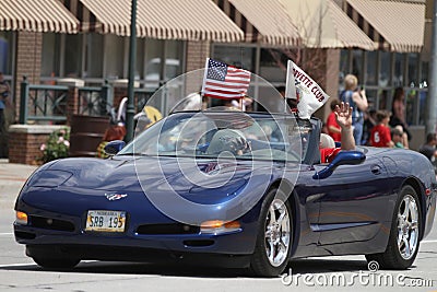 Corvette Club car in parade in small town America