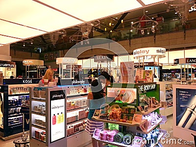 Cosmetic duty free outlet in airport