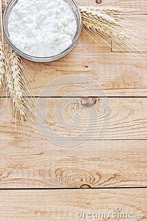 Cottage cheese and grains background