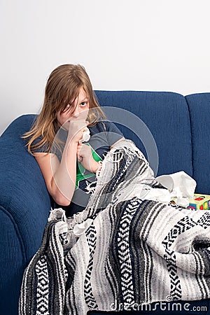 Coughing Girl Royalty Free Stock 