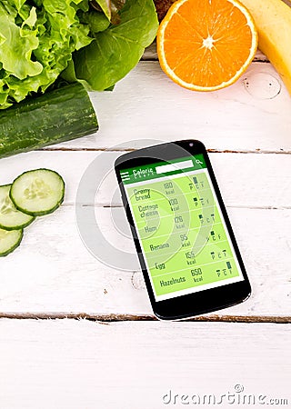 Counting calories in smartphone.
