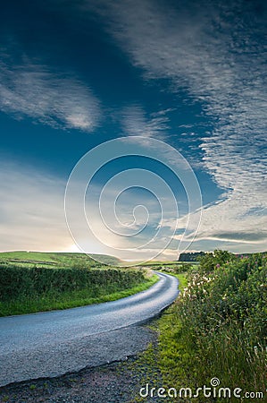 Country road at sunset