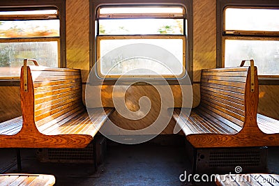 Couple of benches in train