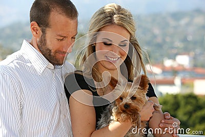 Couple and dog