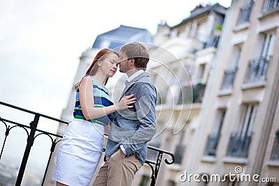 Couple having a romantic date at Montmartre in Paris