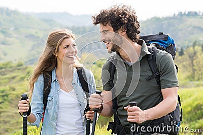 Couple Hiking In Countryside