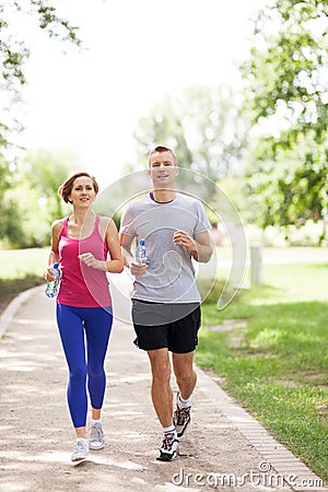 Couple jogging in the park