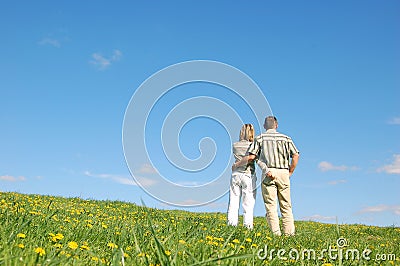 Couple in love on meadow