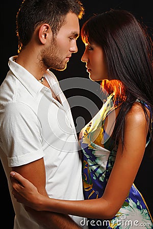 Couple in love over dark background