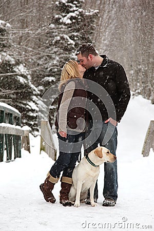 Couple in love in snow