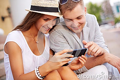 Couple with mobile phone